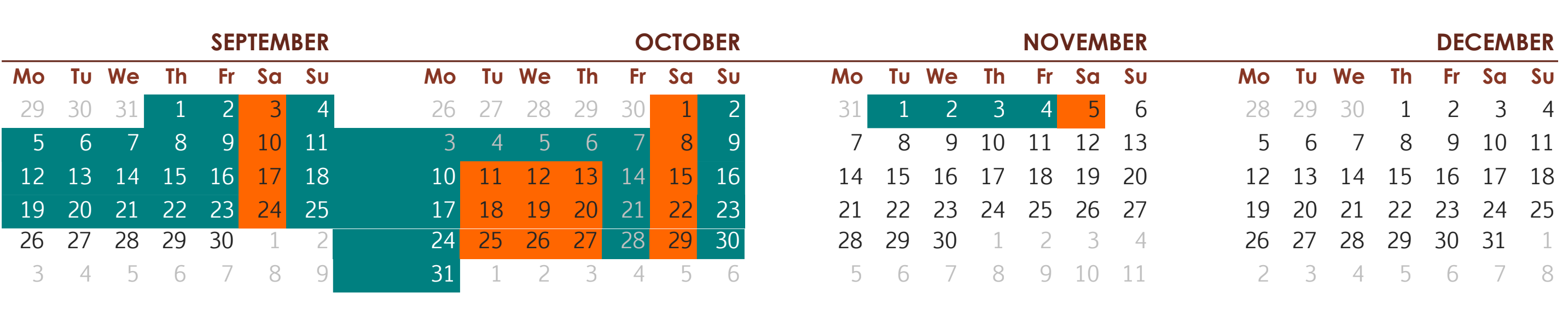 Beach Bus 26 Calendar Sep - Dec