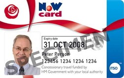 Nowcard concessionary fare card example