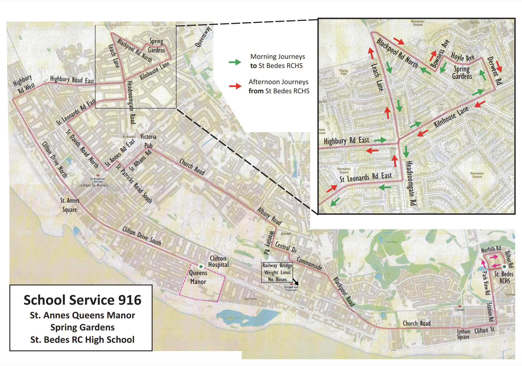 Route Map for School Service 916